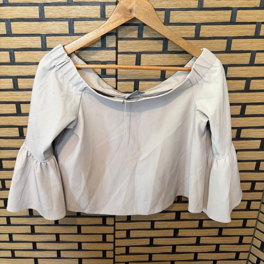 ASOS Tan Ruffle Sleeve Off Shoulder Top Size 6